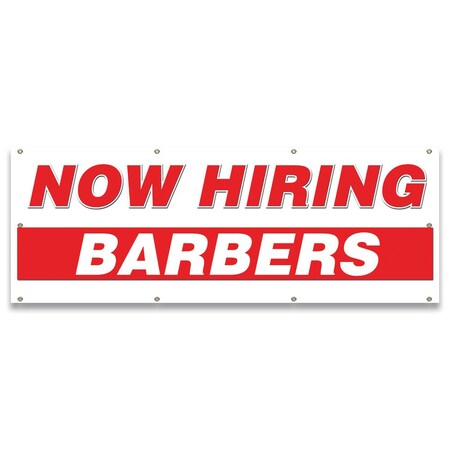 Now Hiring Barbers Banner Apply Inside Accepting Application Single Sided